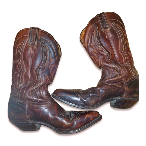 Boulet Vintage Leather Mid-Calf Cowboy Boots Made In Canada [9.5M/11F US] - Picture 4 of 6